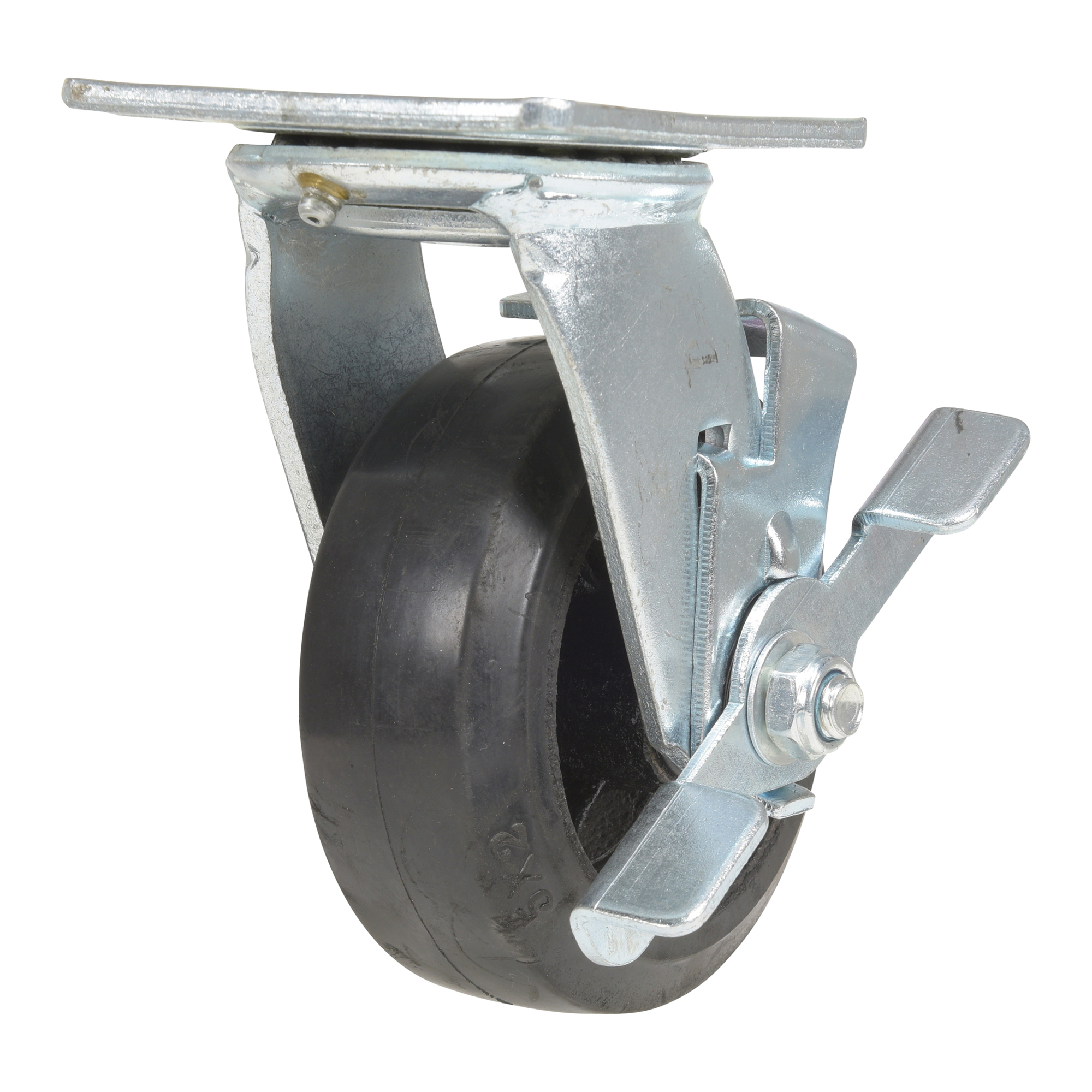 Vestil Rubber Swivel Caster with Brake - 5in. x 2in., 440 Lb. Capacity, Model# CST-VE-5X2MR-SWB